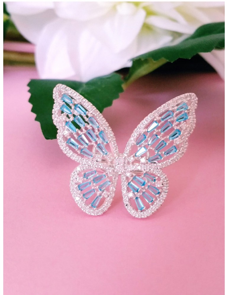 Серебряный комплект с голубыми камнями Бабочка арт.04-Нп11344/8